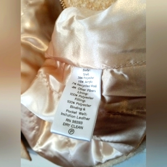 Dennis Basso women's XL cream tan pea coat vintage style boho formal jacket new - Picture 4 of 7